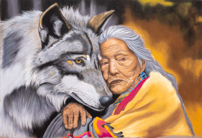 realismo, realism. art, portait. indian, wolf, ritratto, lupo, indiana d'America, native, nativa,