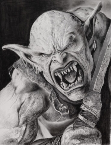 charcoal, fantasy, ogre, carboncino, grafite, orco, rage, art, illustration, illustrazione, bianco e nero